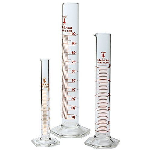 Karter Scientific 213C2 Karter Scientific Glass Graduated Cylinder 3 Piece Set 10, 50 & 100ml - Image 3