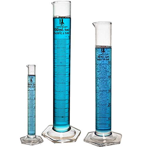 Karter Scientific 213C2 Karter Scientific Glass Graduated Cylinder 3 Piece Set 10, 50 & 100ml - Image 2