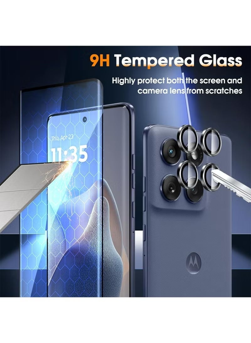 SNBFA ClearMotorola Moto Edge 60 Fusion Screen Protector,1 Pieces Screen Protector Film with 4 Pieces Rear Camera Protector,9H Hardness Film Lens Ultra HD Tempered Glass - Image 2