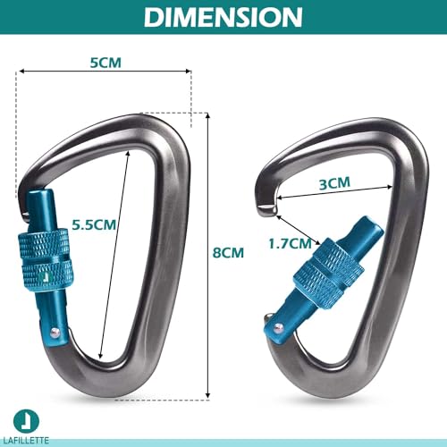 LAFILLETTE Carabiner Clip, Keychain Clip Spring Snap Hooks, Carabiners for Camping, Hiking, Outdoor, Dog Leash, Key Chains (Design-4) - Image 2