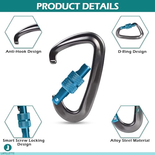 LAFILLETTE Carabiner Clip, Keychain Clip Spring Snap Hooks, Carabiners for Camping, Hiking, Outdoor, Dog Leash, Key Chains (Design-4) - Image 3