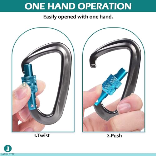 LAFILLETTE Carabiner Clip, Keychain Clip Spring Snap Hooks, Carabiners for Camping, Hiking, Outdoor, Dog Leash, Key Chains (Design-4) - Image 5