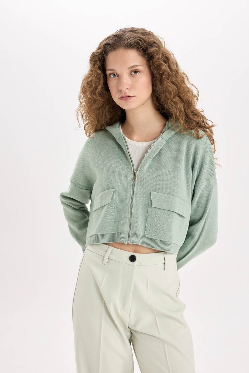 DeFacto Regular Fit Hooded Knitwear Cardigan - Image 3