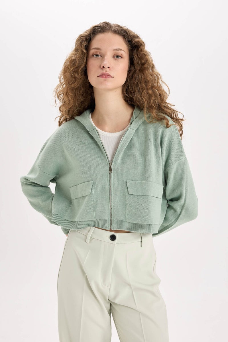 DeFacto Regular Fit Hooded Knitwear Cardigan - Image 4