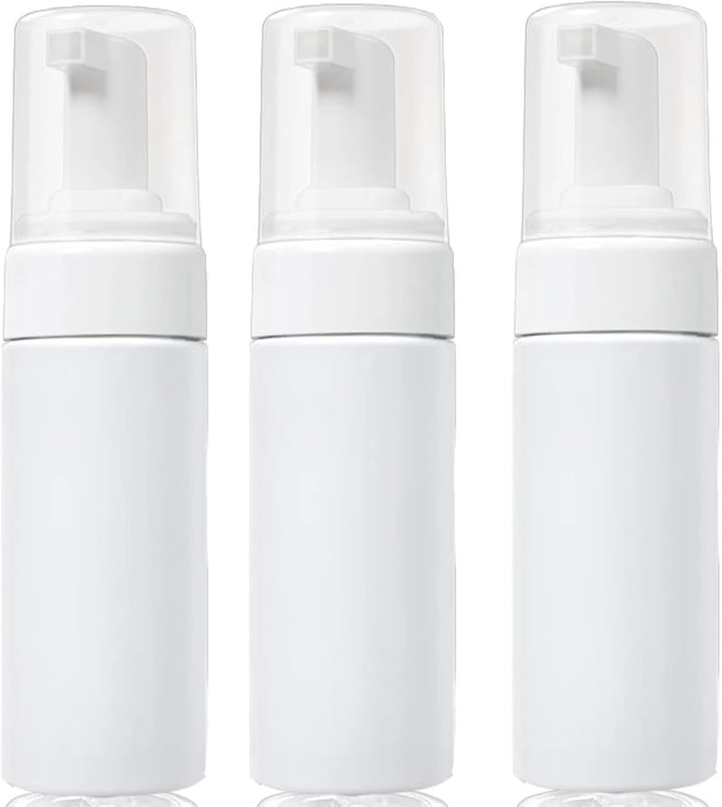 3-Pack Travel-Sized Foaming Pump Bottles - Empty Foaming Liquid Soap Dispensers - for Refillable Travel Hand Soap Shampoo Foaming Castile Cosmetics - BPA Free (100ml/3.3oz) (White)