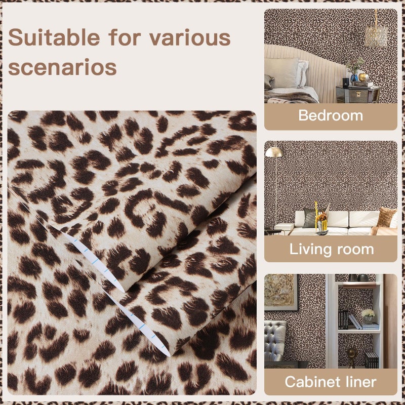 Ismoon 17.5''x78.7'' Leopard Wallpaper Cheetah Print Peel and Stick Wallpaper y2k Room Decor Funky Contact Paper Bathroom Waterproof Bedroom Brown Yellow Self Adhesive Vintage Texture Vinyl Roll - Image 5