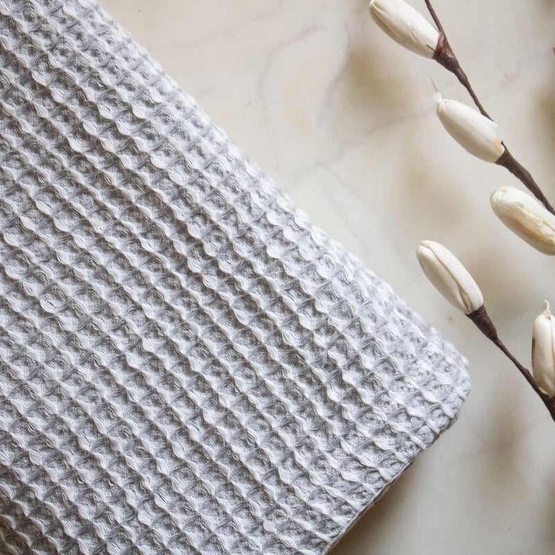 HAMELIN The Ezra Waffle Hand Towel Pure Cotton Lightweight Anti Microbial Water Absorbent Softer Touch Quick Drying Towels Durable Long Lasting Pewter Grey 70 cm x 43 cm Pack of 1 - Image 5