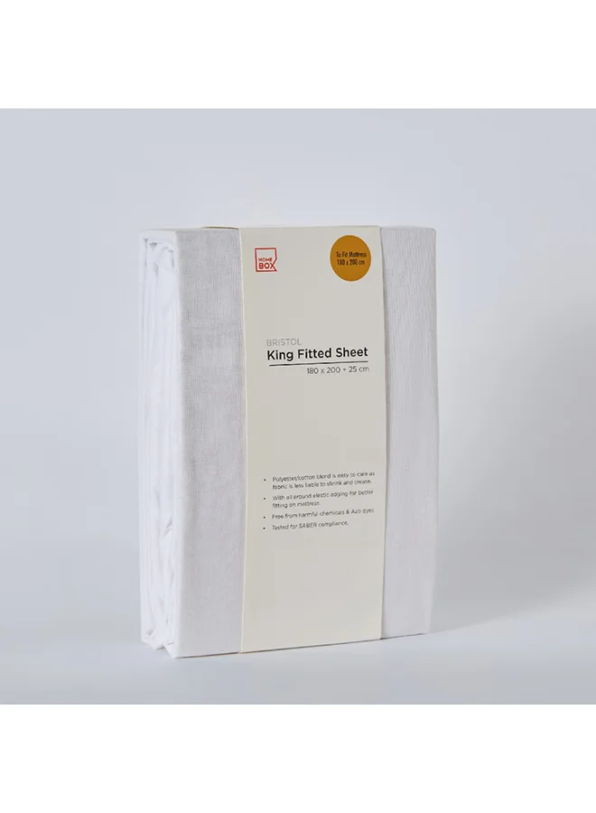 Home Box Bristol Polycotton King Fitted Sheet 200 x 25 x 180 cm