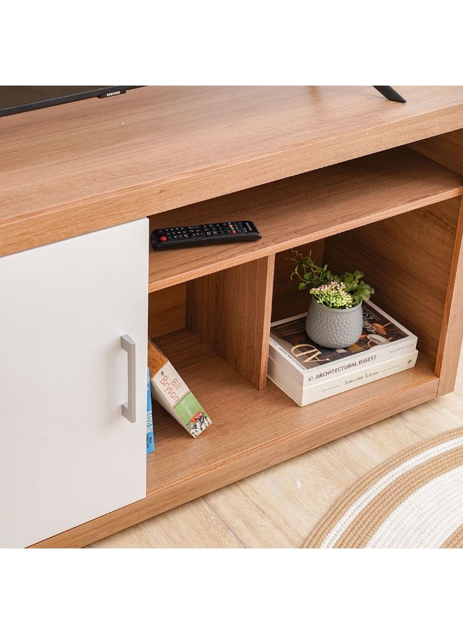 DANUBE HOME Denver Tv Unit Up To 55 Inches Modern Design Wall Unit Furniture Wooden Tv Stand Tv Rack Media Center Modern Design Furniture For Living Room Bedroom L137Xw43Xh65Cm-Almond/White  - Image 3