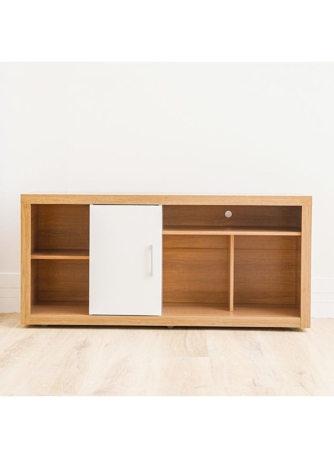 DANUBE HOME Denver Tv Unit Up To 55 Inches Modern Design Wall Unit Furniture Wooden Tv Stand Tv Rack Media Center Modern Design Furniture For Living Room Bedroom L137Xw43Xh65Cm-Almond/White  - Image 5