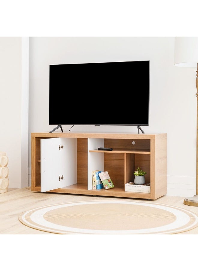 DANUBE HOME Denver Tv Unit Up To 55 Inches Modern Design Wall Unit Furniture Wooden Tv Stand Tv Rack Media Center Modern Design Furniture For Living Room Bedroom L137Xw43Xh65Cm-Almond/White  - Image 2