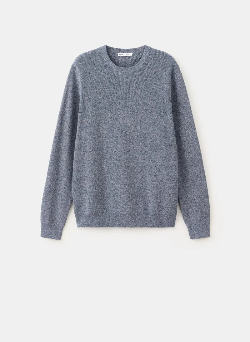 Mango Man 52-AZUL 100% Cotton Fine Ribbed Knit Jumper for Men | Best Price UAE