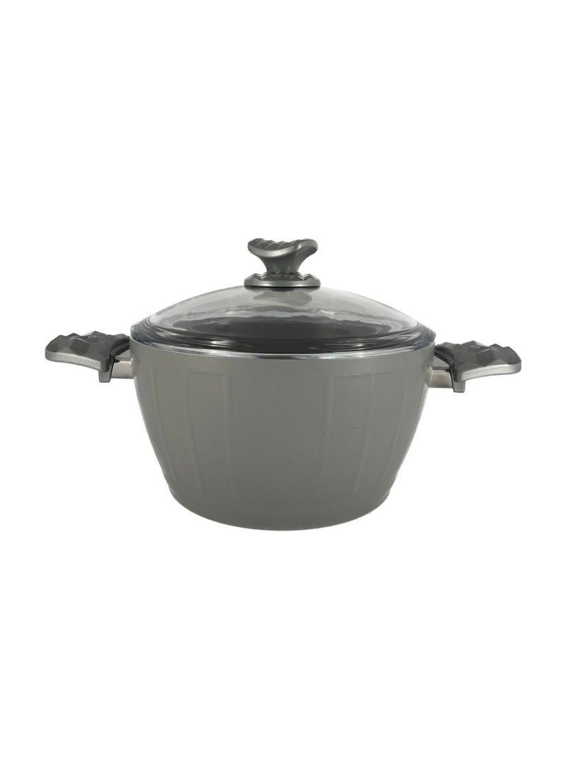 Homemaker 7-Piece Farah Cookware Set - Tempered Glass Lids - 2 Deep Pots - 1 Low Pot - 1 Frypan - Non-Stick Ceramic Surface - PFOA Free - Grey - Image 5