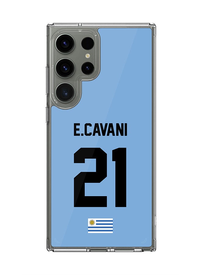 Stylizedd Classic Clear Case for Samsung Galaxy S25 Ultra , Hybrid Soft  Thin Transparent Cover - Football Team - Uruguay , Player Name - E.Cavani - Image 1