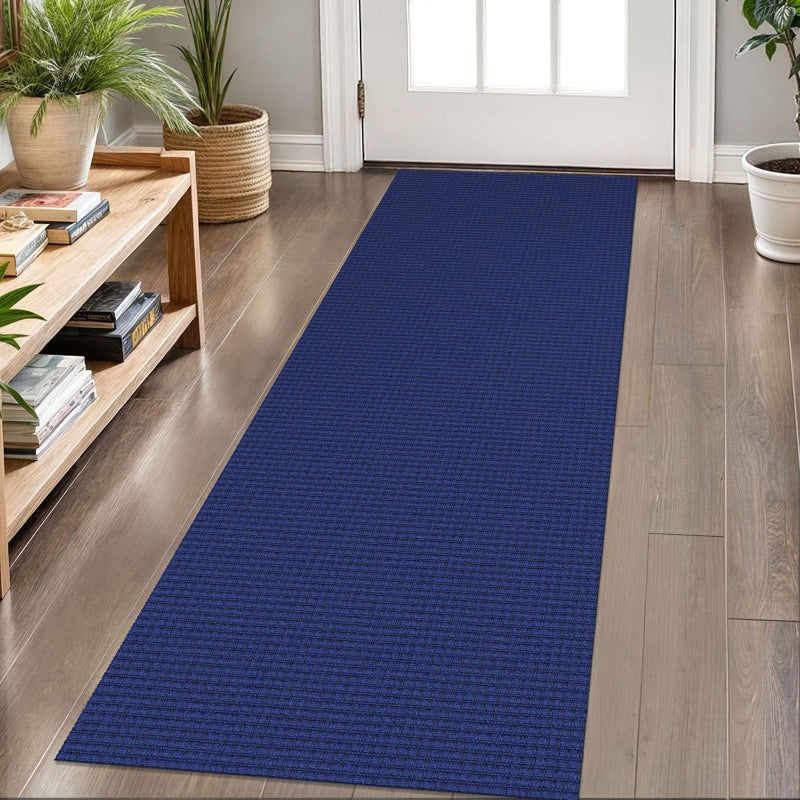 KOZYFLY Runners for Hallways 2x6 ft Washable Kitchen Runner Non Slip Rubber Backed Hall Runners Cotton Entryway Runner Rugs Floor Carpet for Indoor Backdoor Bedroom Kitchen, Royal Blue/Navy - Image 1