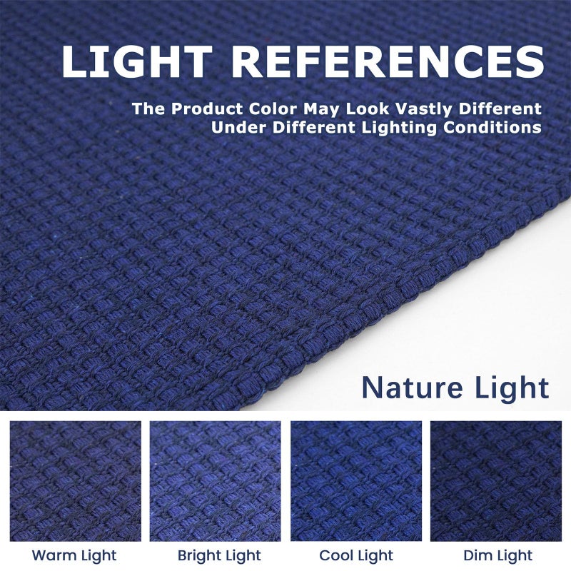 KOZYFLY Runners for Hallways 2x6 ft Washable Kitchen Runner Non Slip Rubber Backed Hall Runners Cotton Entryway Runner Rugs Floor Carpet for Indoor Backdoor Bedroom Kitchen, Royal Blue/Navy - Image 3