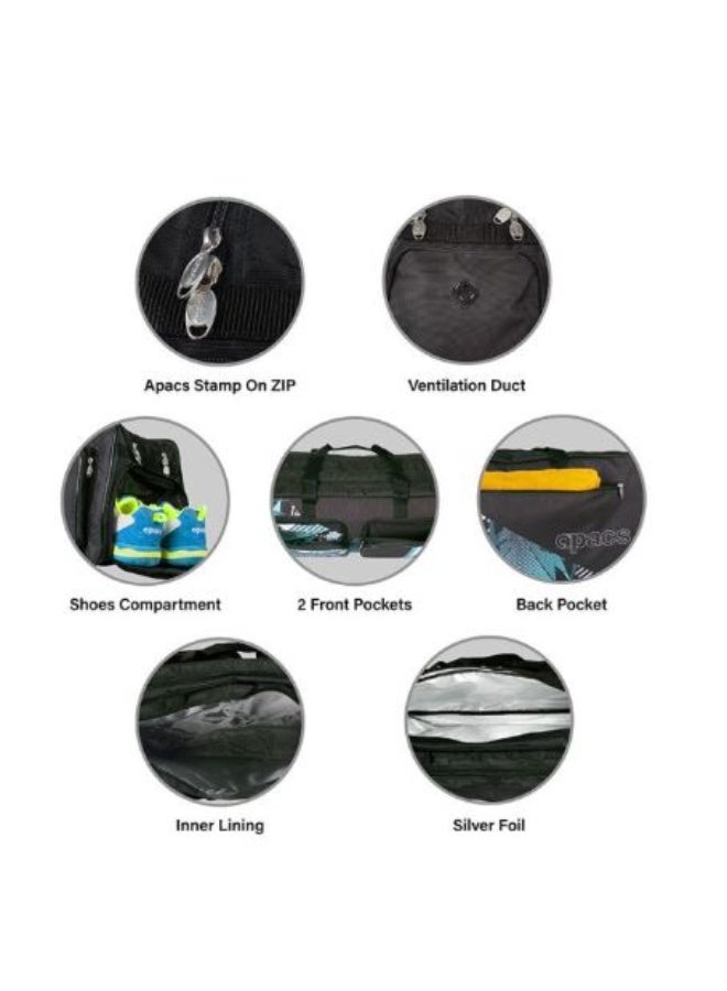 Apacs D822 SF Badminton Racket Bag, Black – Lightweight Multi-Compartment Sports Racket Bag with Shoe Section for Badminton Training & Tournament Use - Image 3