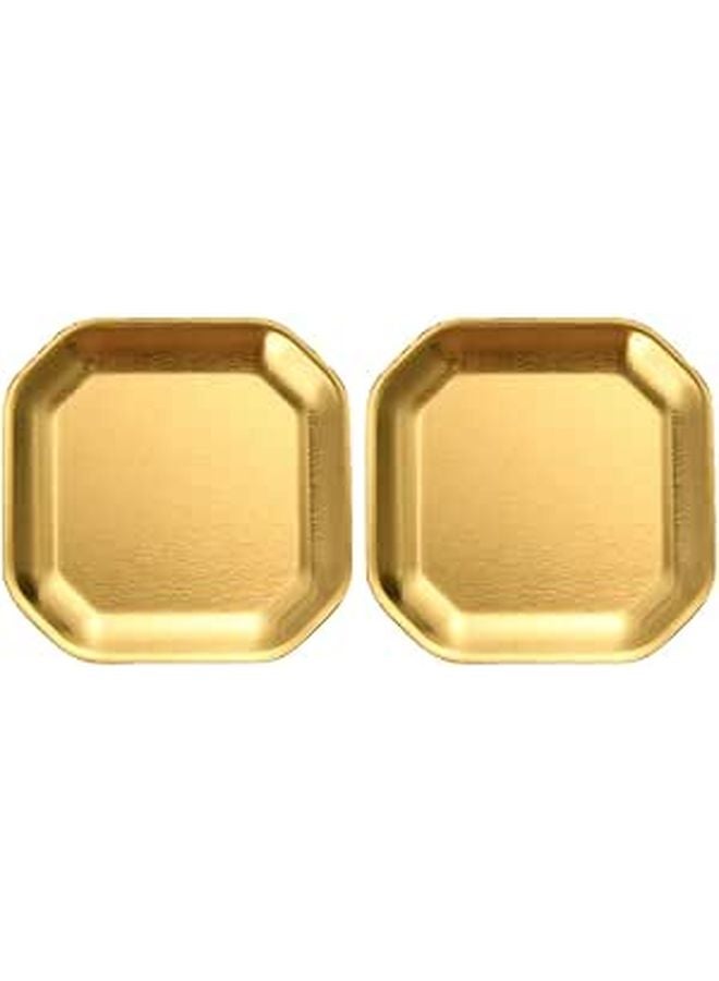 2Pcs 12cm Octagonal Stainless Steel Appetizer Plates Korean Style Pickle Dishes - Image 1