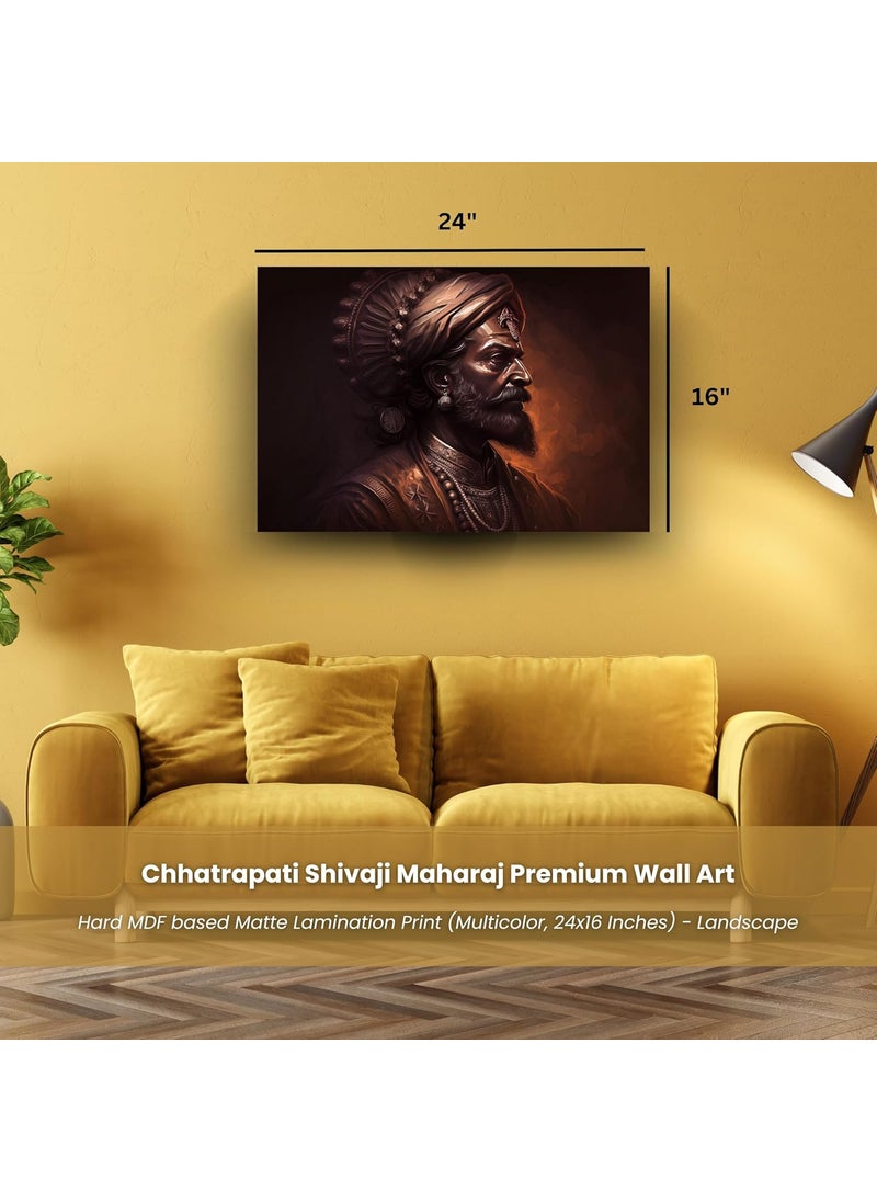 Adhvait Trading Desk - Adhvait Trading Desk Chhatrapati Shivaji Maharaj Wall Art Hard MDF Based Matte Lamination Print Multicolor 24x16 Inches Thikness 75mm - Image 1