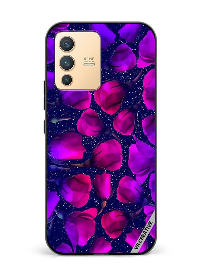 VR CREATIVE Protective Case Cover For Vivo V23 5G Purple Roses Flower Design Multicolour - Image 1