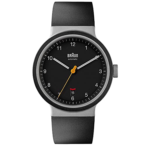 Braun Mens 40mm Automatic Watch with Black Rubber Strap BN0278 Black Strap - Image 1