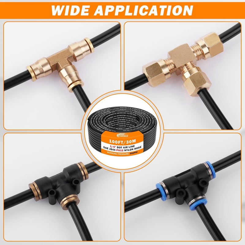 CheeMuii 100 FT 1/4 DOT Air Line PA12 Nylon Hose for Air Brake Systems - Image 5