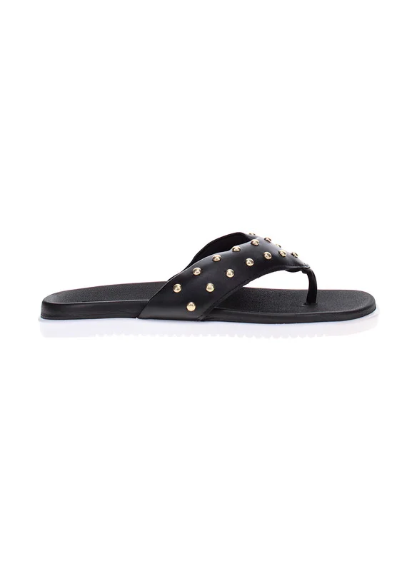 موليكا Moleca Ladies Flat Sandals Black | Made In Brazil