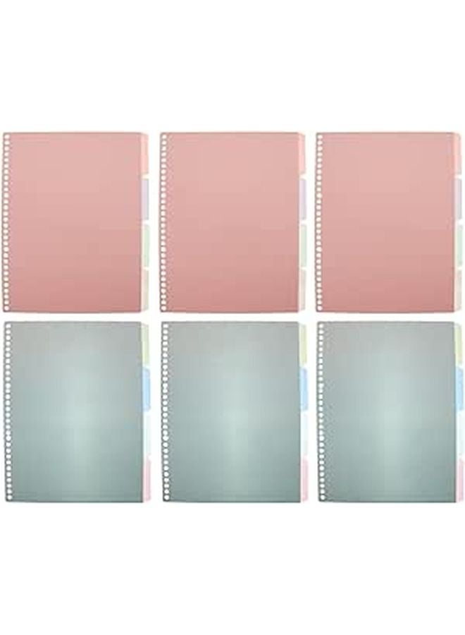 A4 30 Hole Punched Binder Dividers with Tabs Multi Color Set of 6 for Office Notebook Organizer - Image 1