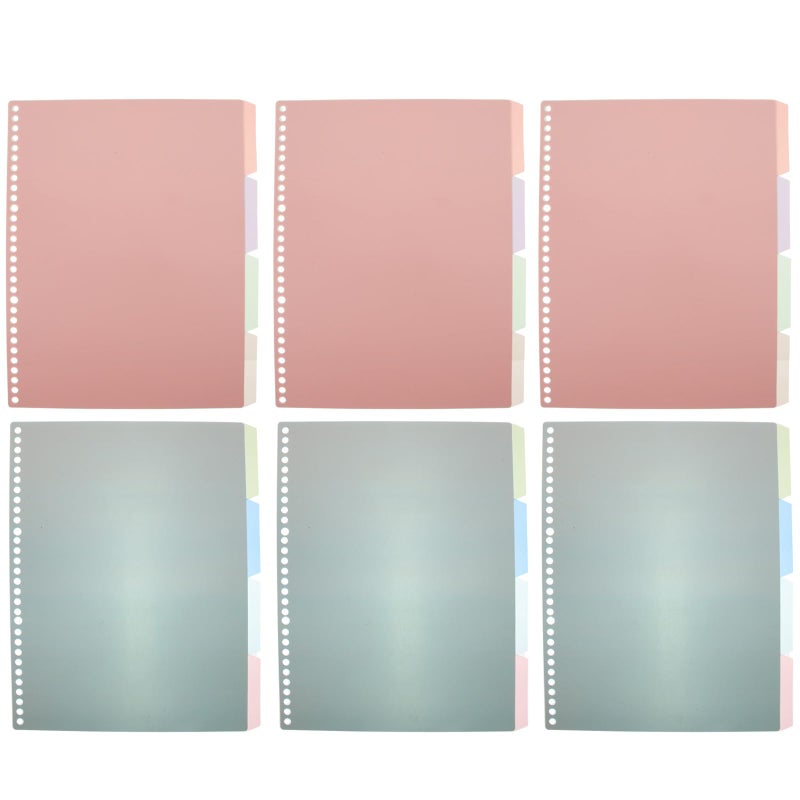 A4 30 Hole Punched Binder Dividers with Tabs Multi Color Set of 6 for Office Notebook Organizer - Image 2