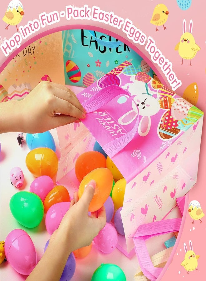 YANGTE Easter Gift Bags Bulk 16 Pack Reusable Party Bags with Handles, Colorful Egg Hunt Baskets for Kids, Bunny Treat Bag, Durable Easter Favor Basket for Candy & Gifts - Image 4