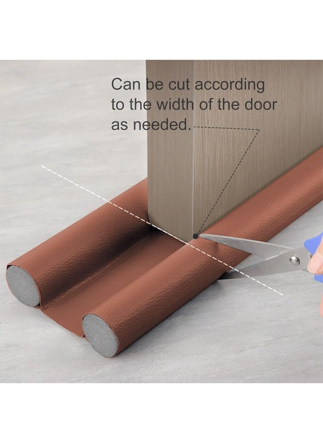 Door Draft Stopper Under Door Draft Blocker Weather Stripping Noise Blocker Twin Door Draft Stopper Adjustable Door Foam Seal Strip Window Breeze Blocker (Brown)
