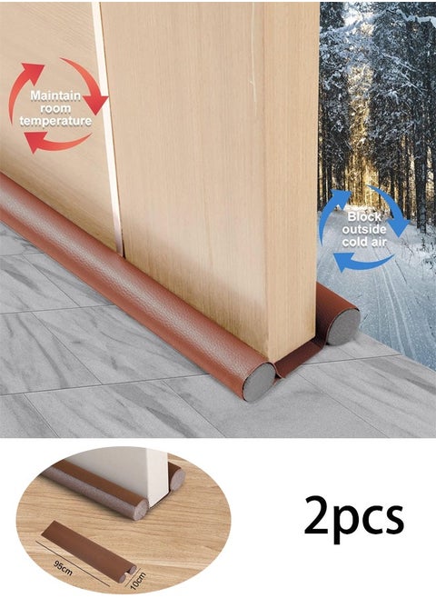 Door Draft Stopper Under Door Draft Blocker Weather Stripping Noise Blocker Twin Door Draft Stopper Adjustable Door Foam Seal Strip Window Breeze Blocker (Brown)