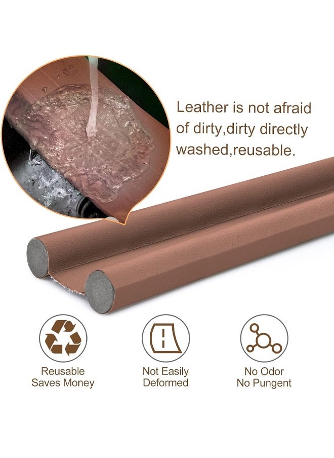 Door Draft Stopper Under Door Draft Blocker Weather Stripping Noise Blocker Twin Door Draft Stopper Adjustable Door Foam Seal Strip Window Breeze Blocker (Brown)