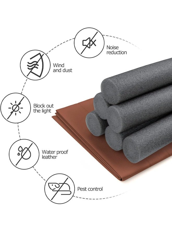 Door Draft Stopper Under Door Draft Blocker Weather Stripping Noise Blocker Twin Door Draft Stopper Adjustable Door Foam Seal Strip Window Breeze Blocker (Brown)