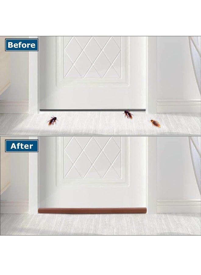 Door Draft Stopper Under Door Draft Blocker Weather Stripping Noise Blocker Twin Door Draft Stopper Adjustable Door Foam Seal Strip Window Breeze Blocker (Brown)