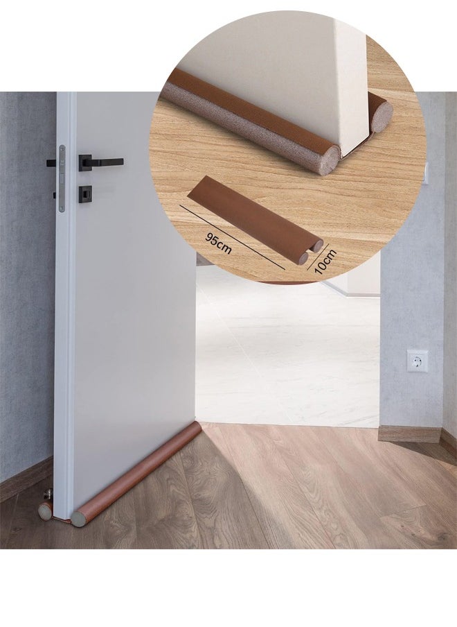 Door Draft Stopper Under Door Draft Blocker Weather Stripping Noise Blocker Twin Door Draft Stopper Adjustable Door Foam Seal Strip Window Breeze Blocker (Brown)