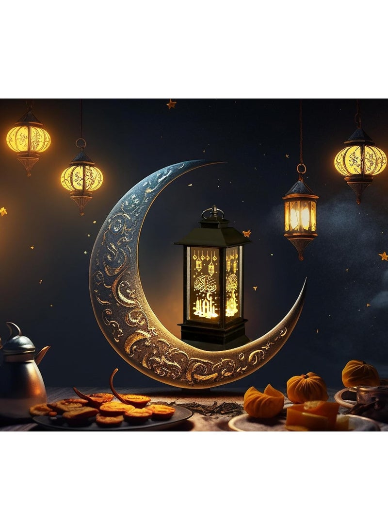 سوفام 2 قطع الفوانيس الرمضانية 5.2"" ارتفاع حجم شنق المصباح عيد مبارك شمعة بلا لهب الفوانيس المغربية رجعي الفانوس رمضان هدايا عيد مبارك ديكور - Image 4