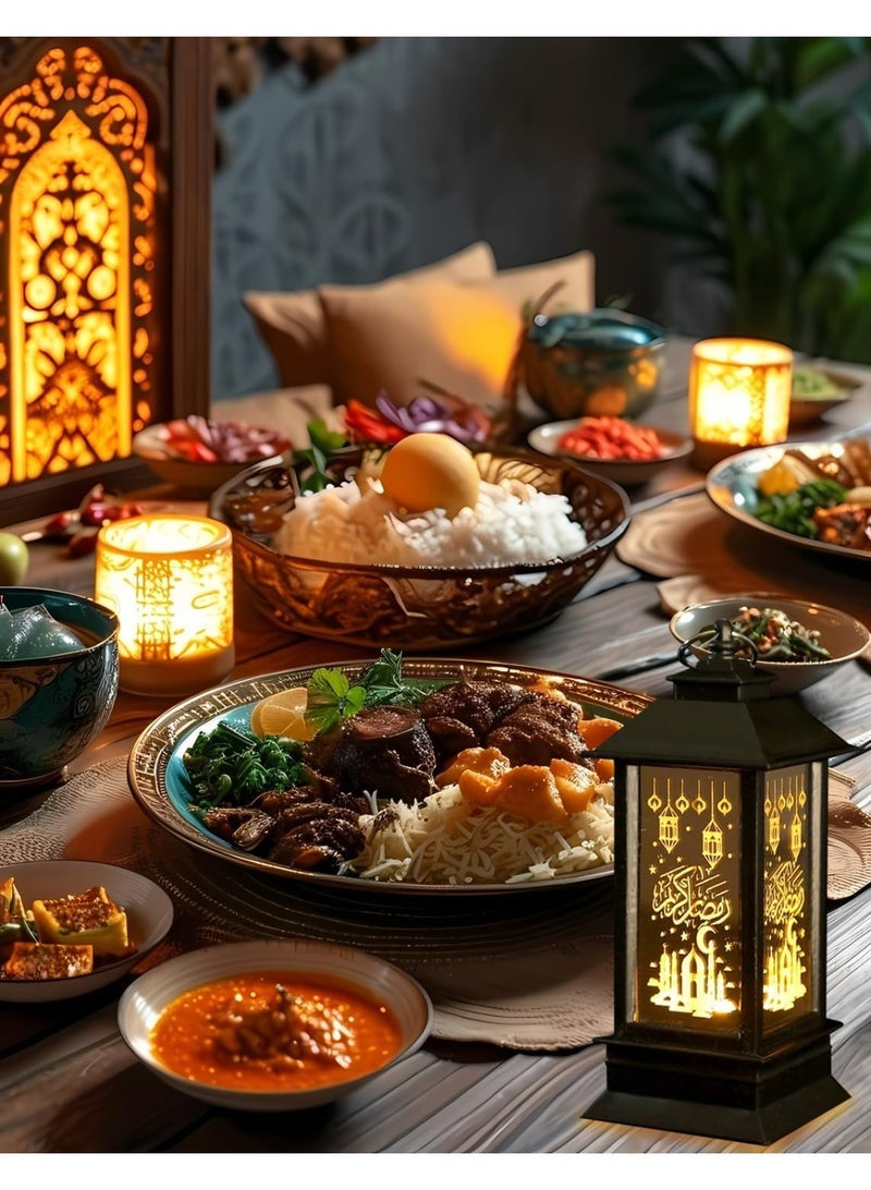 سوفام 2 قطع الفوانيس الرمضانية 5.2"" ارتفاع حجم شنق المصباح عيد مبارك شمعة بلا لهب الفوانيس المغربية رجعي الفانوس رمضان هدايا عيد مبارك ديكور - Image 2