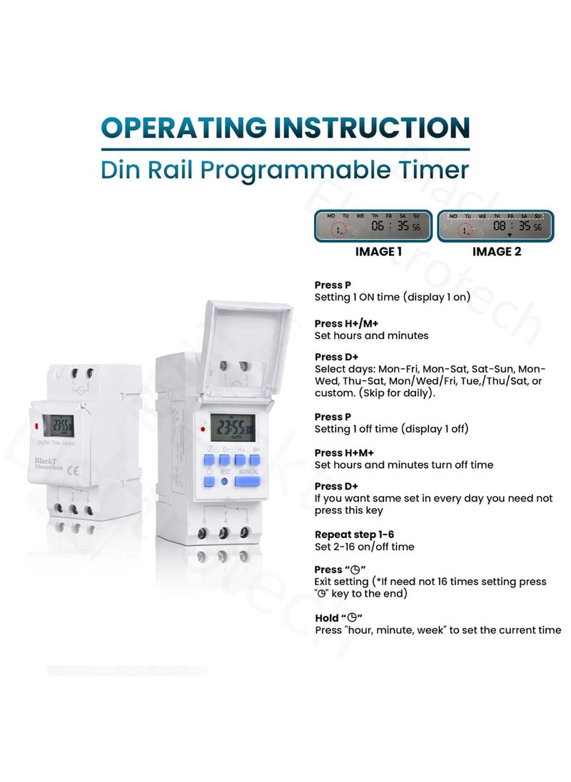 BlackT ElectroTech Blackt Electrotech BT41D 16240V AC Programmable DailyWeekly Digital LCD Display Control CounterTime Timer Relay Switch DIN Rail Type Warranty 12 Months  - Image 2