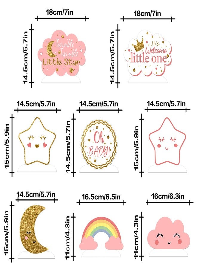 LINGTEER قطعة مركزية على شكل قرص العسل من LINGTEER Twinkle Twinkle Little Star - Cheers to Baby Shower First Birthday Welcome Little One Party Table Decors Sign - فتاة. - Image 4