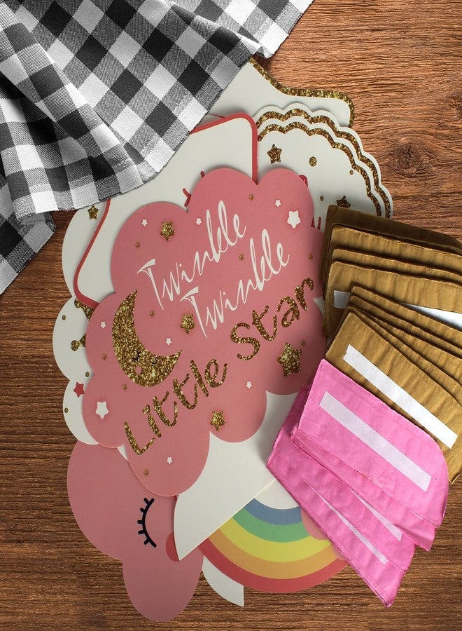 LINGTEER قطعة مركزية على شكل قرص العسل من LINGTEER Twinkle Twinkle Little Star - Cheers to Baby Shower First Birthday Welcome Little One Party Table Decors Sign - فتاة. - Image 2