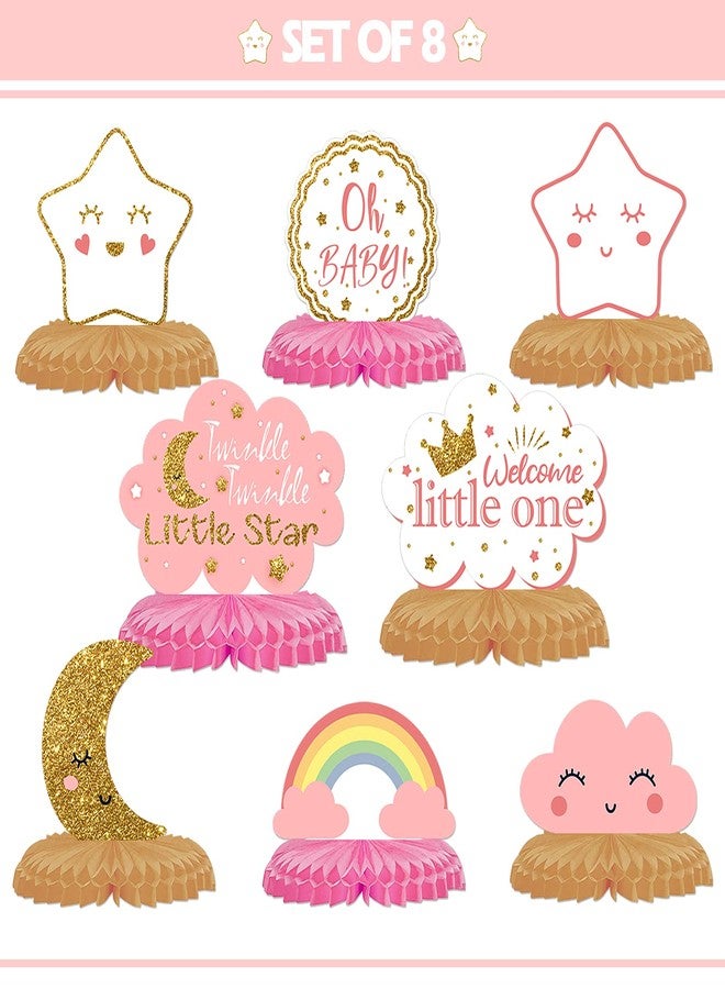 LINGTEER قطعة مركزية على شكل قرص العسل من LINGTEER Twinkle Twinkle Little Star - Cheers to Baby Shower First Birthday Welcome Little One Party Table Decors Sign - فتاة. - Image 1