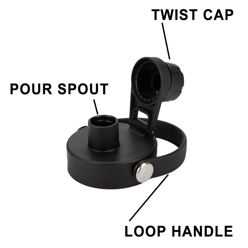WishDirect Wide Mouth Lid with Flexible Handle Compatible with Hydro Flask 12/16/18/20/32/40/64 Oz, Fits Simple Modern, Takeya, Iron Flask, BUZIO and Most Wide Mouth Water Bottles (Black, 1 Pack) - Image 2