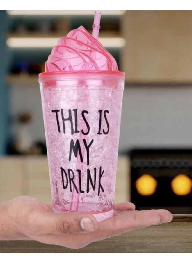 سبيس شوب زجاجة مياه شفافة مع شفاطة للأطفال، زجاجة مياه لامعة بتصميم عشوائي (450 مل) - Image 4