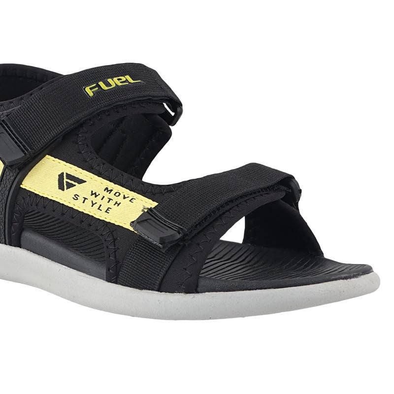 FUEL Power-02 All Day Comfort Men's Breathable Sports Sandals in Adjustable Velcro Straps with Ultra Cushioned Footbed & Lightweight EVA Sole (9UK,Black-Yellow) - Image 5
