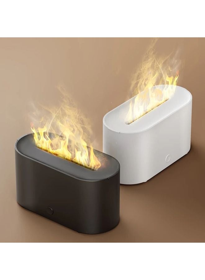 White Simulated Flame Aroma Diffuser Humidifier USB Powered Essential Oil Compatible - Image 3