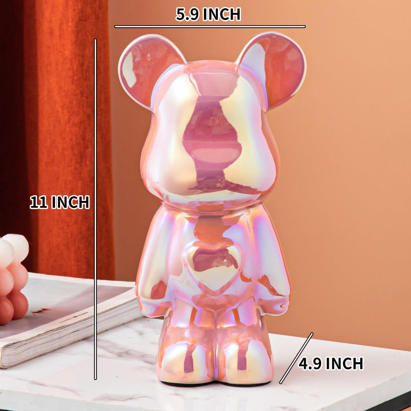 Yundu Ceramic Piggy Bank for Kids and Adults - Coin Bank for Girls and Boys - Pink Love Bear Decoration - Modern D?cor  Hypebeast Room D?cor - Gifts for Birthdays - Image 2
