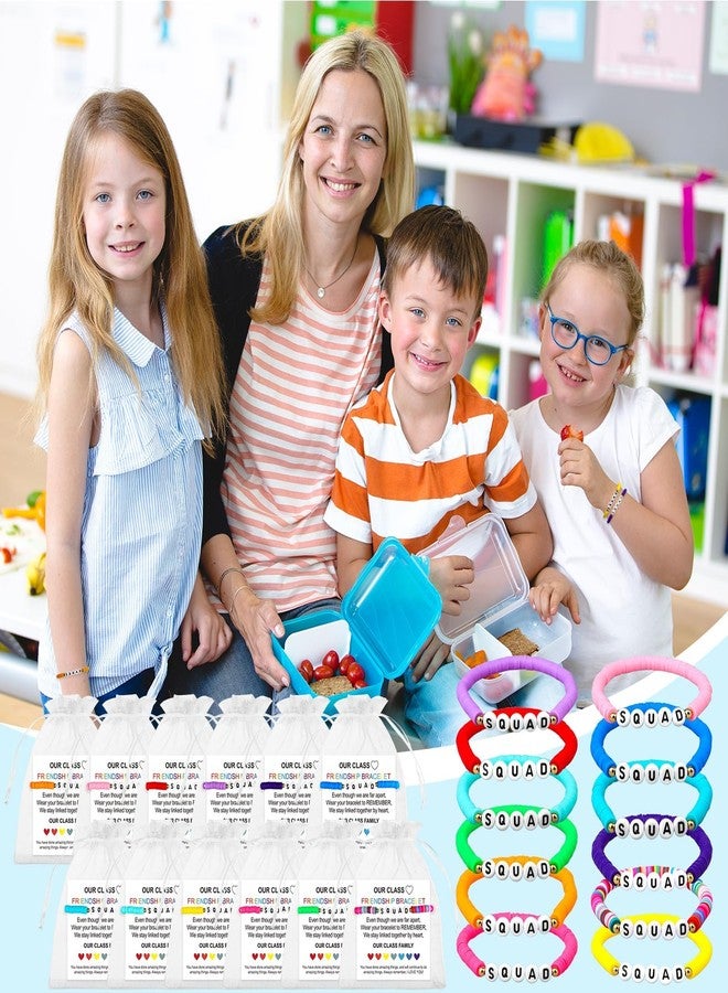 بياو بياو نيو ٢٤ مجموعة من أساور الصداقة الملونة للصفوف الدراسية، أساور حروف قوس قزح مزينة بخرز طيني مع بطاقات ملهمة، أساور مطاطية أنيقة وتحفيزية للفتيات والسيدات، هدايا مثالية لحفلات العودة إلى المدرسة والصفوف الدراسية. - Image 5