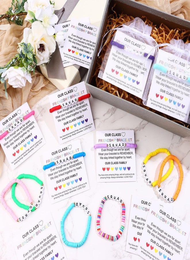 بياو بياو نيو ٢٤ مجموعة من أساور الصداقة الملونة للصفوف الدراسية، أساور حروف قوس قزح مزينة بخرز طيني مع بطاقات ملهمة، أساور مطاطية أنيقة وتحفيزية للفتيات والسيدات، هدايا مثالية لحفلات العودة إلى المدرسة والصفوف الدراسية. - Image 4