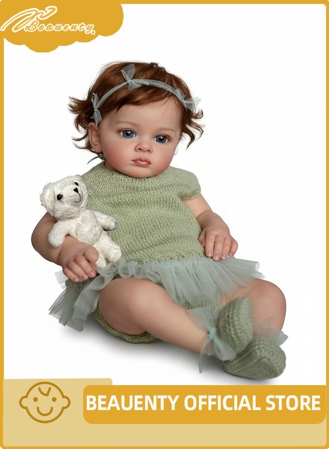 Beauenty Reborn Baby Doll 22 Inch Realistic Newborn Baby Dolls Lifelike Weighted With Soft Silicone Doll Girls with Plush Toy  Doll Clothes For Age 3+ - Image 1